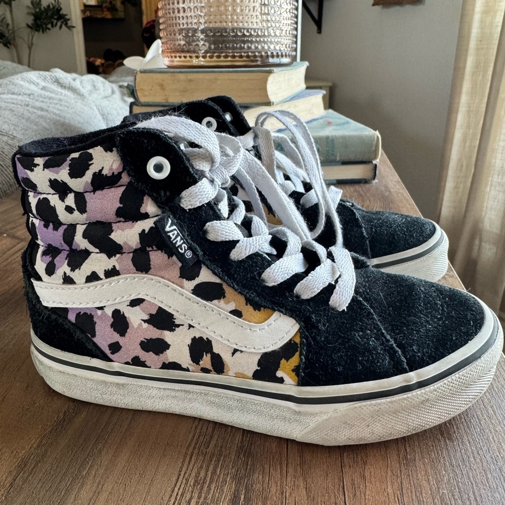 Vans Kids High-Top Sneakers - Black and Purple kids size 12